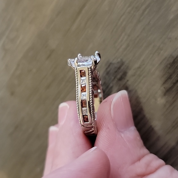 Faux Pear Shaped Diamond  & Ruby Accents - Picture 2 of 7